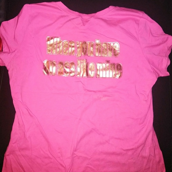 Pink w/gold metallic writing shirt - Picture 2 of 2